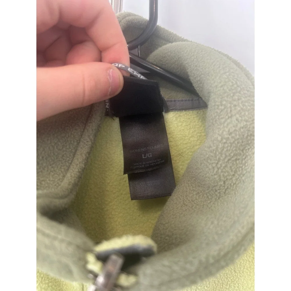 The North Face‎ Full Zip Fleece Jacket Green Two Tone Mock Neck Mens Medium
